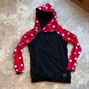 Ampersand Avenue Disney Double Hoodie Red and Black Polka Dot Hoodie size XL